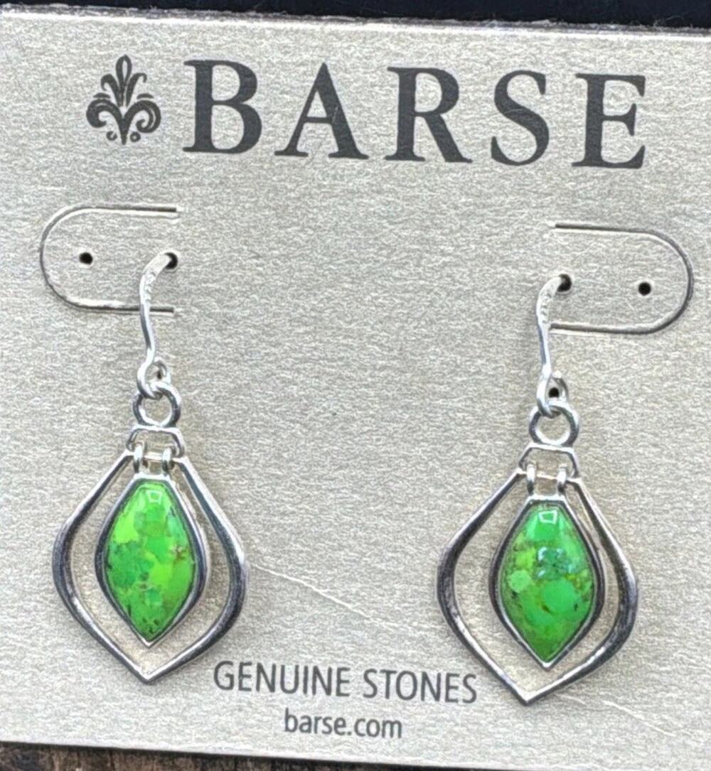 Barse Malta Earrings-Lime Turquoise- Silver- NWT